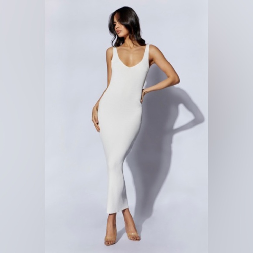 White, v-neck, Meshki, maxi/midi dress